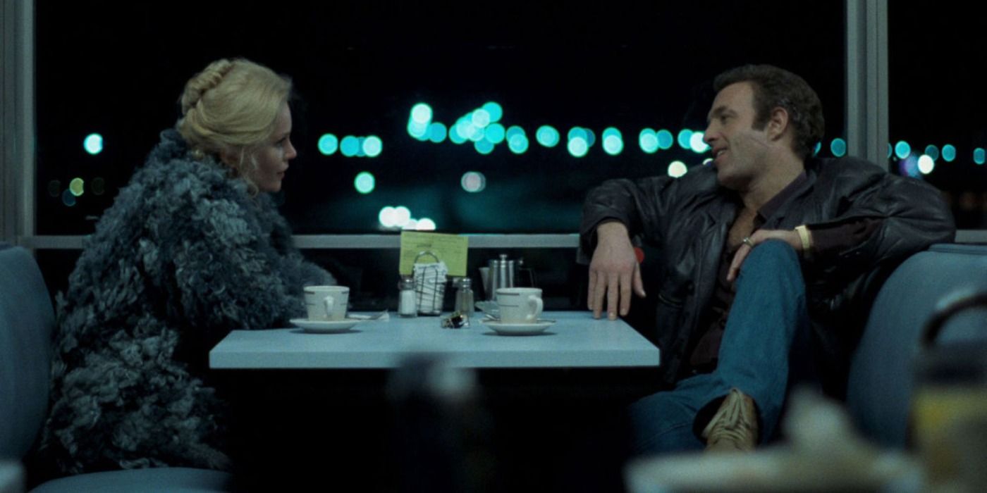 James Cann sits in a diner with a date in Mann's Thief.