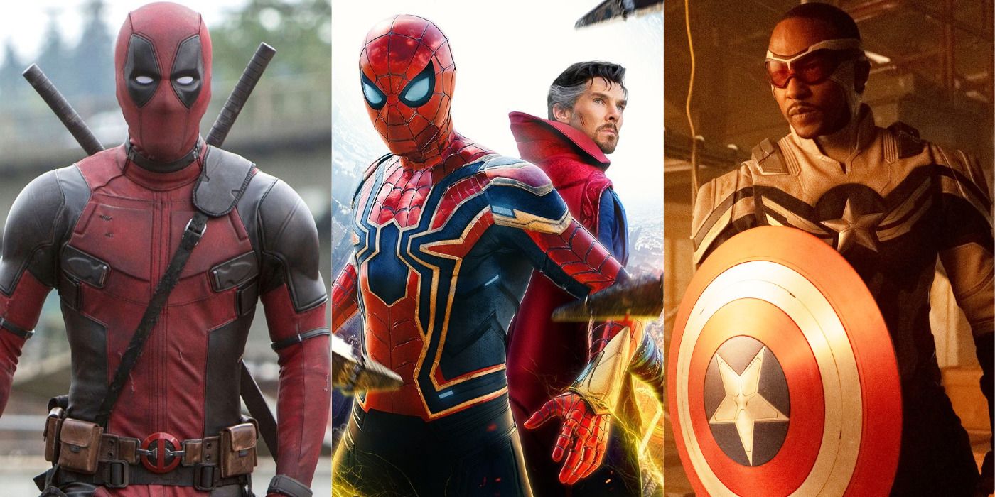 Split image of Deadpool, Spider-Man &amp; Doctor Strange in No Way Home, &amp; Falcon &amp; the Winter Solider.