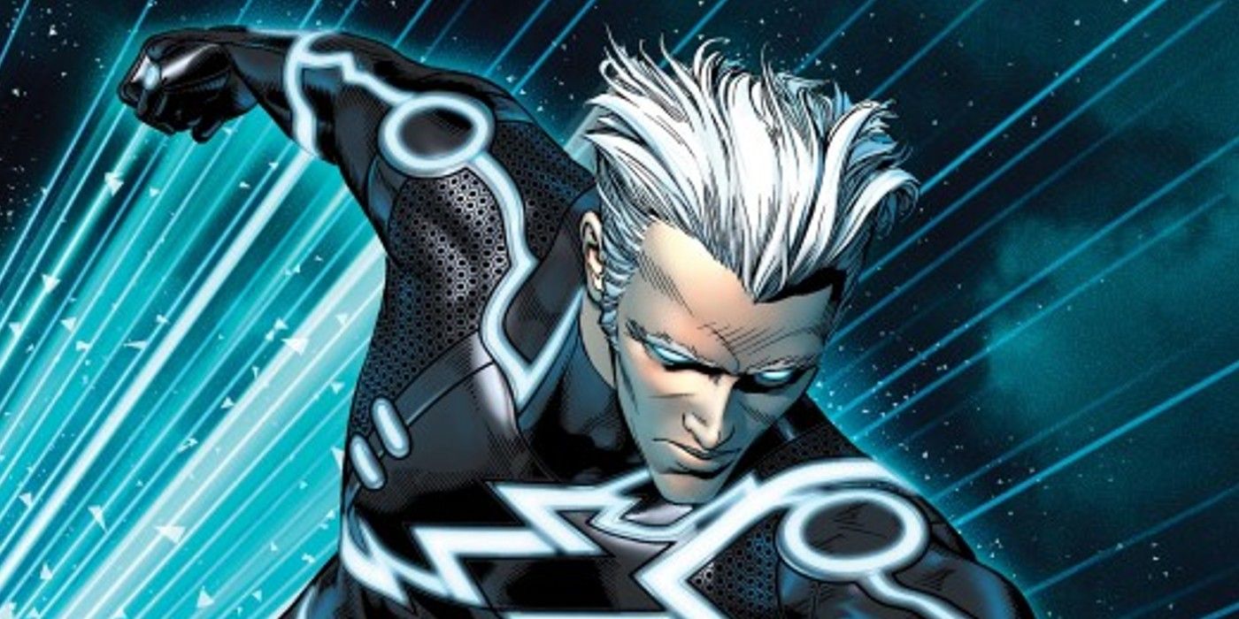 Quicksilver sprinting at high speeds in Marvel comics