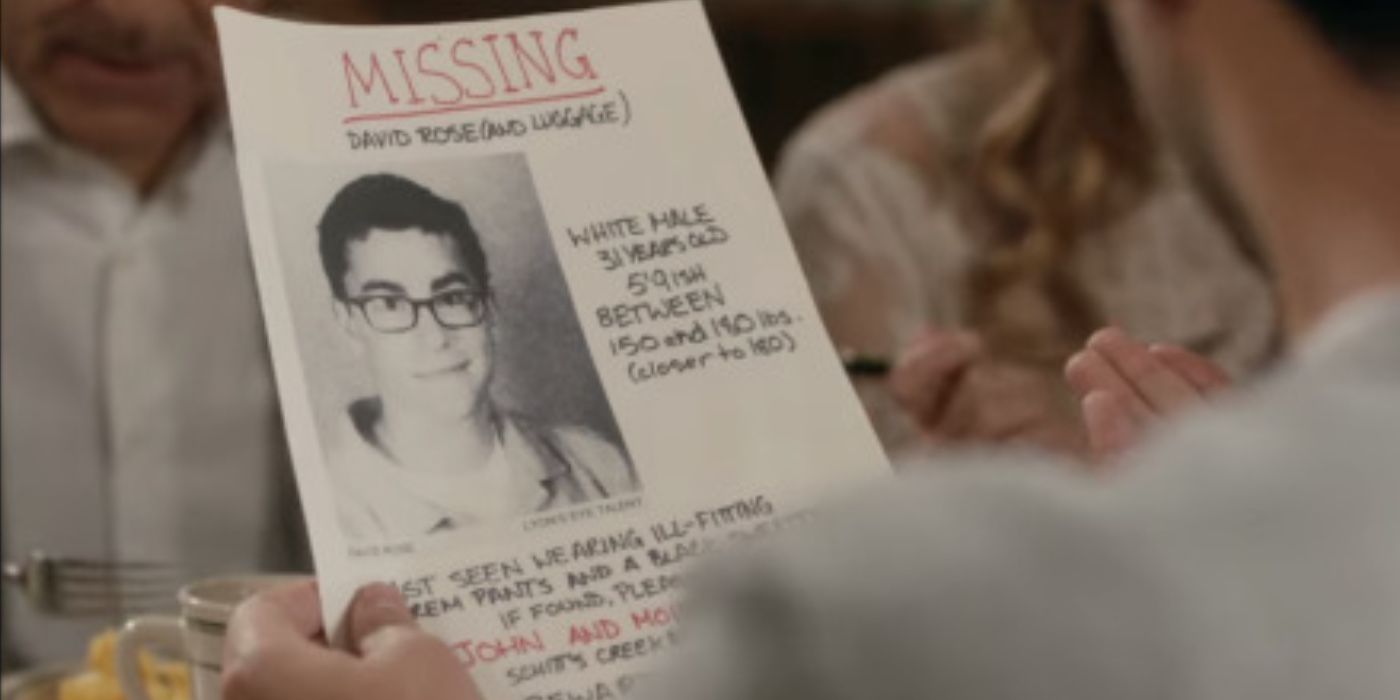 Cartaz da pessoa desaparecida de David em Schitt's Creek