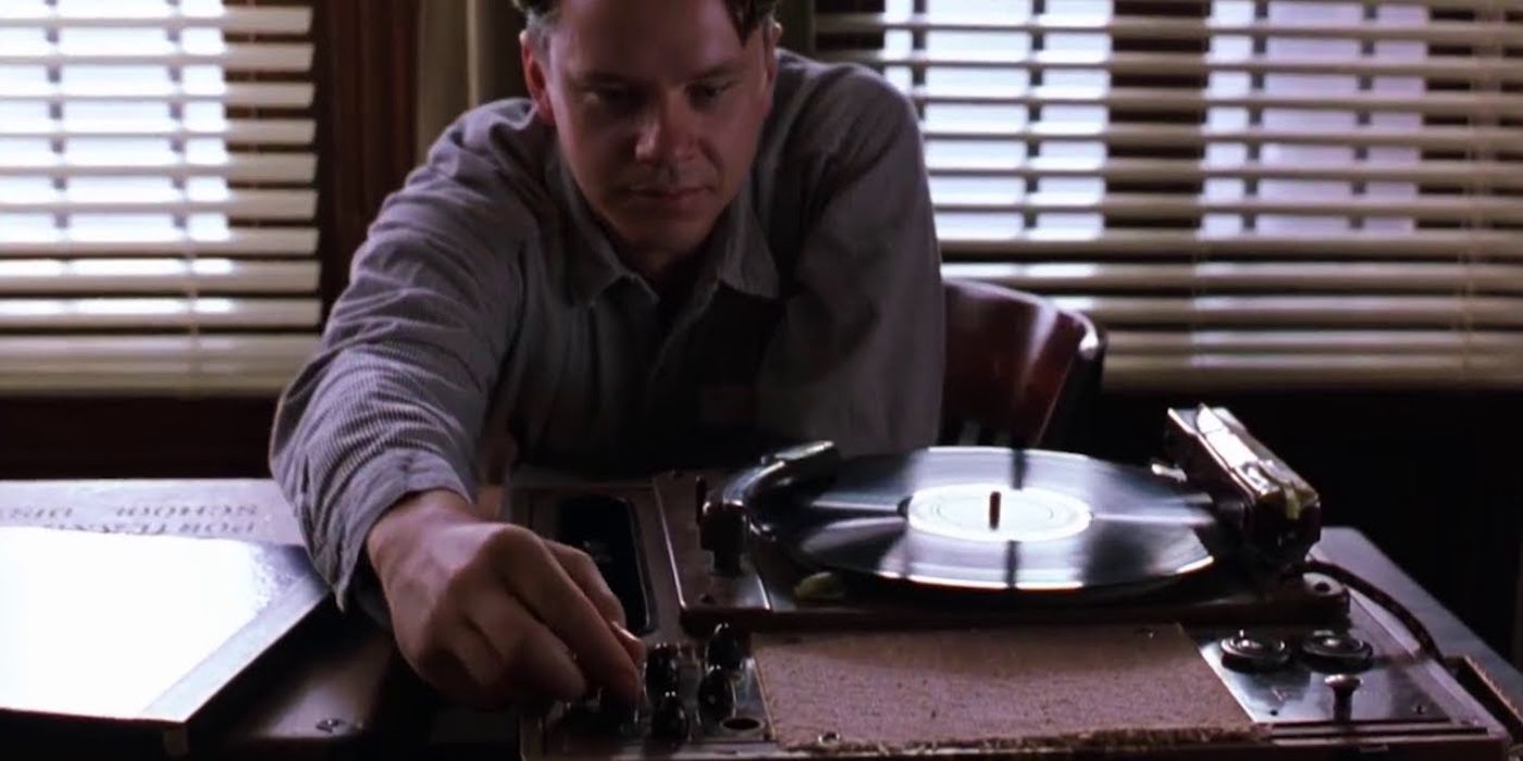 Andy turns up the music on the record player in The Shawshank Redemption