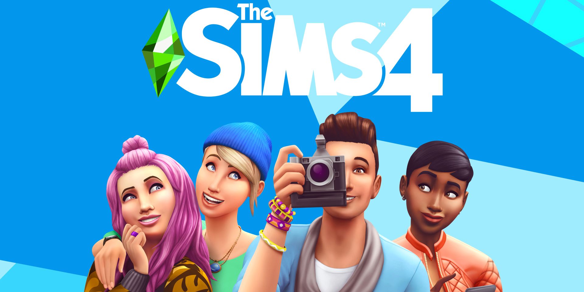 The Sims 4 promo image with Sim holding camera.