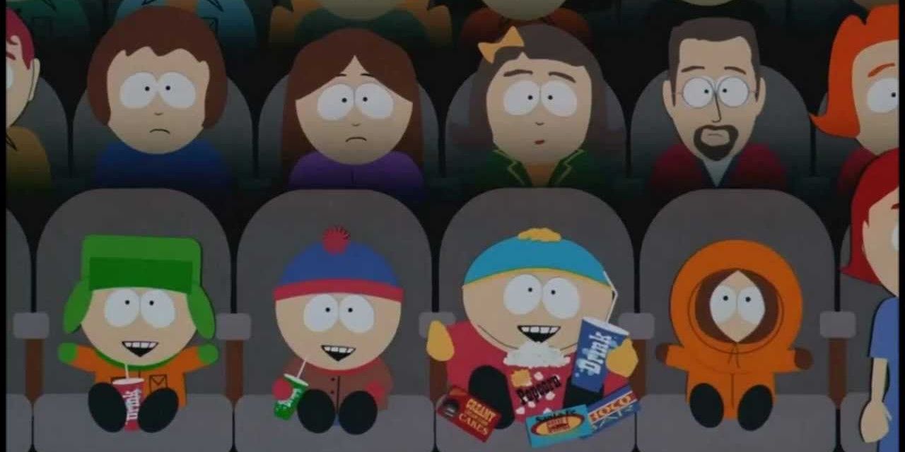 Os meninos assistem a um filme em South Park: Bigger, Longer & Uncut ee filme em South Park: Bigger, Longer & Uncut 