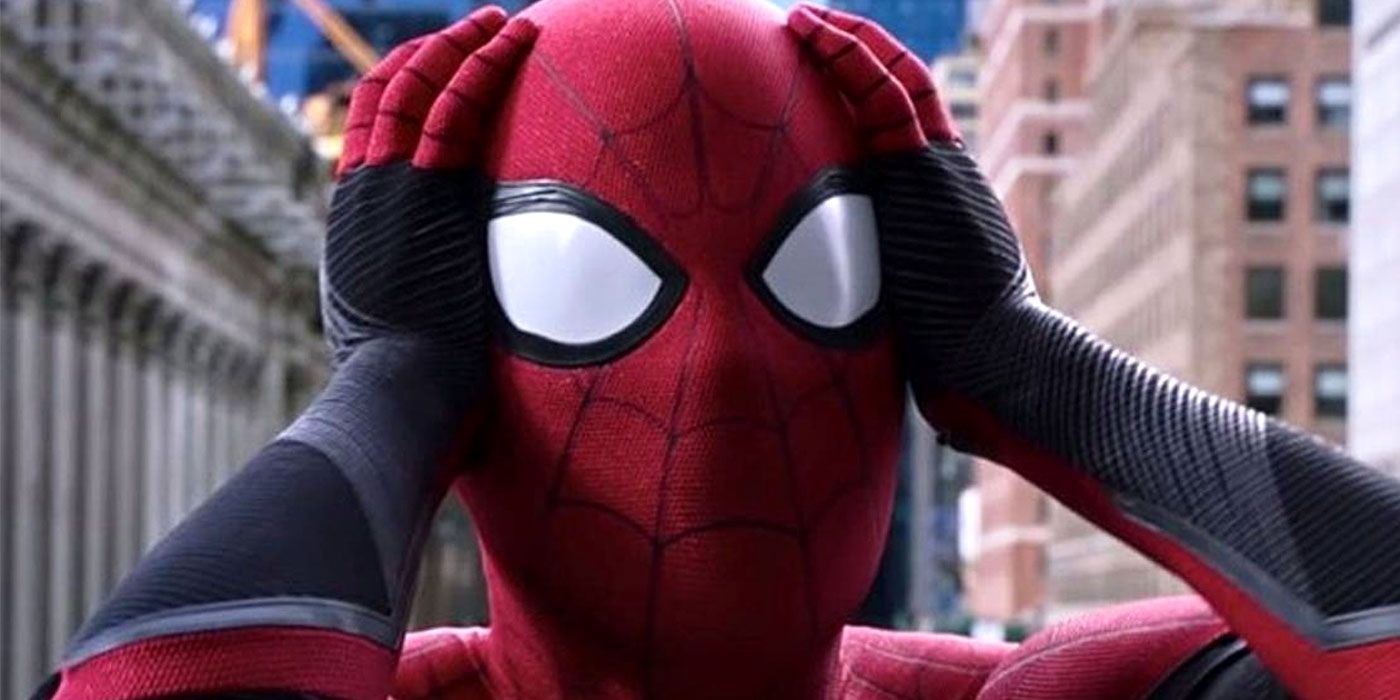 Spider-Man clutching his head