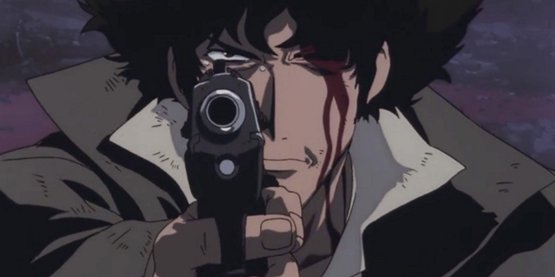 Spike Spiegel with a gun on cowboy bebop