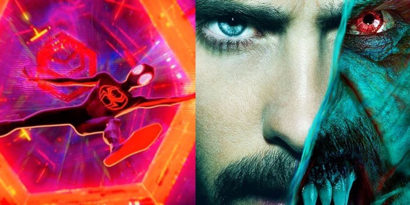 split image of across the spiderverse and morbius