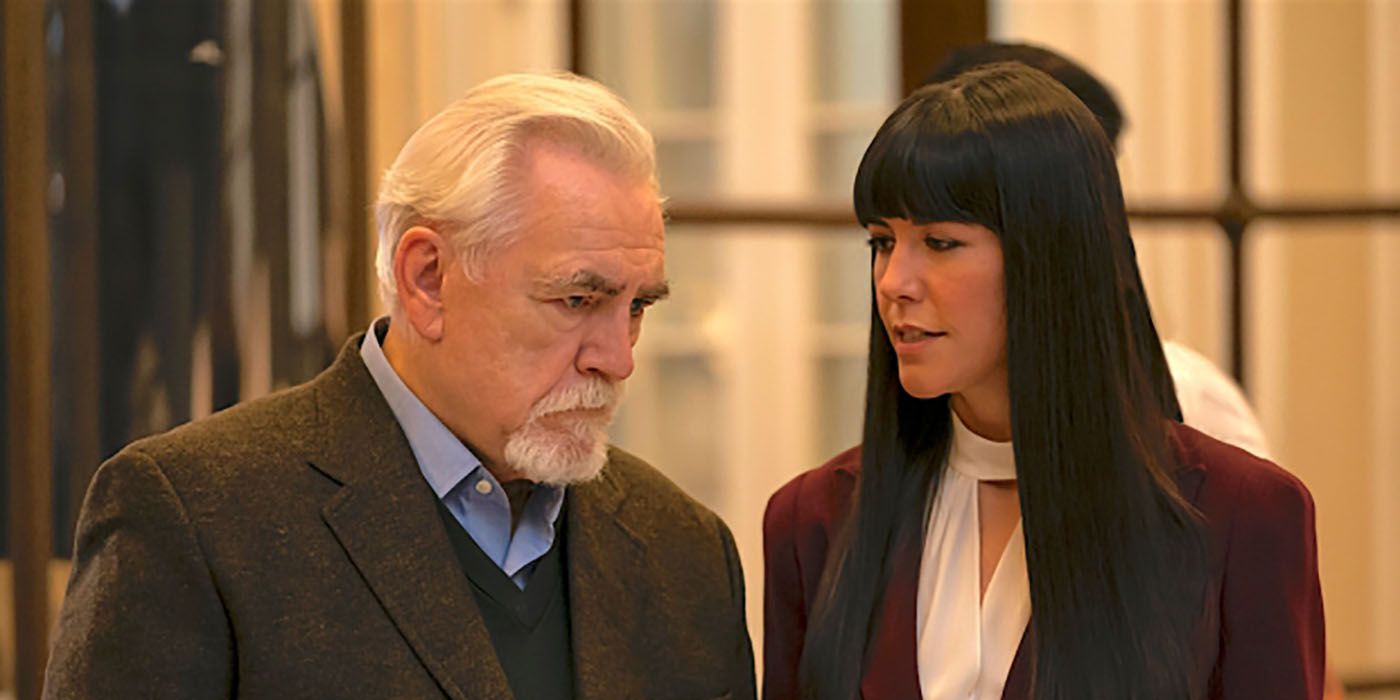 Logan and Kerry waking together in a scene from Succession.