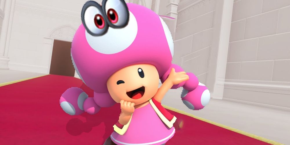 Toadette pumps a fist in Mario Odyssey