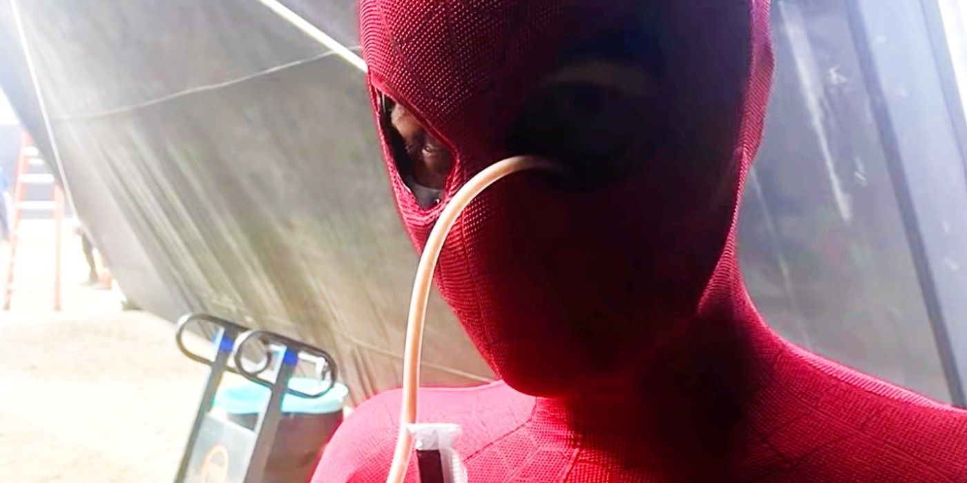 Tom Holland Drank Coffee Through The Eyes Of SpiderMan Mask