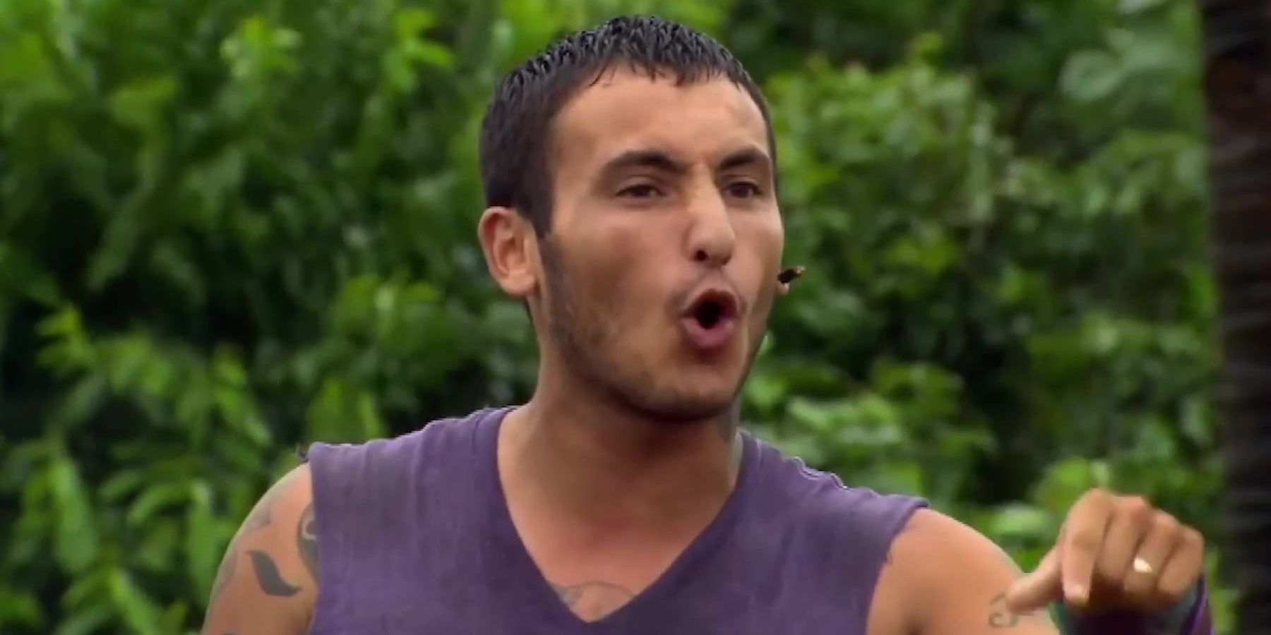 Brandon Hantz Survivor yelling at his tribe-mates during a challenge