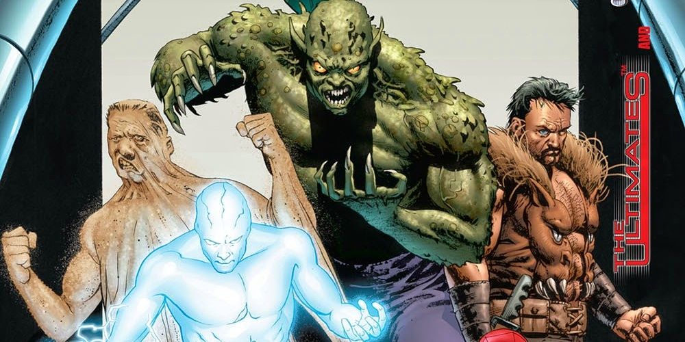 Sandman, Electro, Green Goblin and Kraven on the Ultimate Six cover.