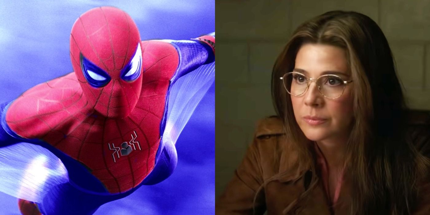 Split image of Spider-Man and Aunt May