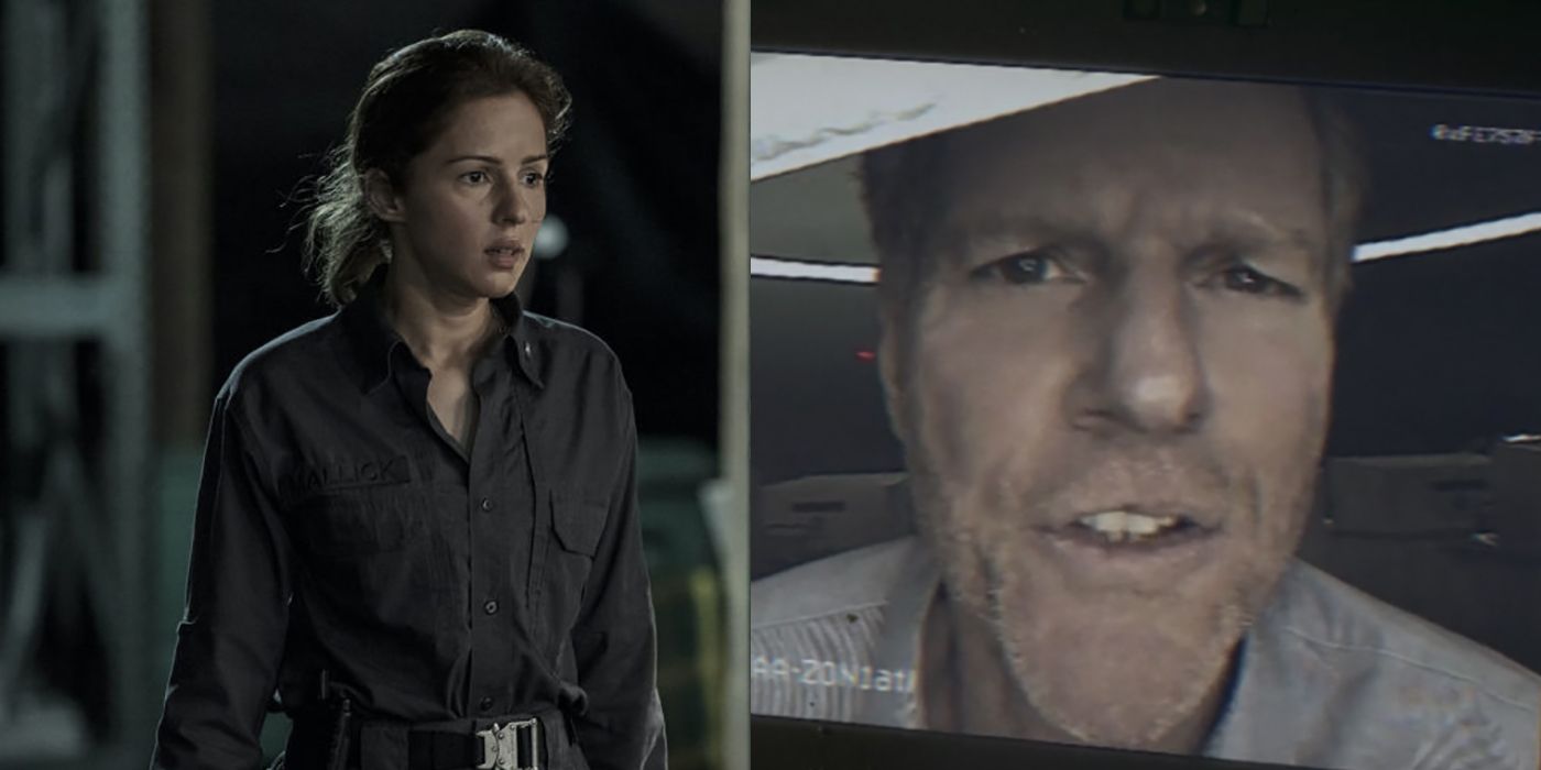 Split image of Huck from Walking Dead: World Beyond and Dr. Edwin Jenner on a screen.