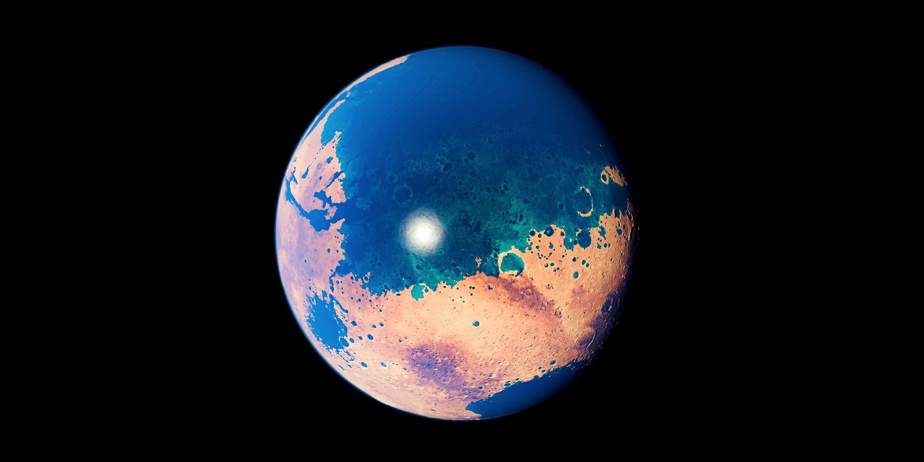 Ancient Mars with oceans.