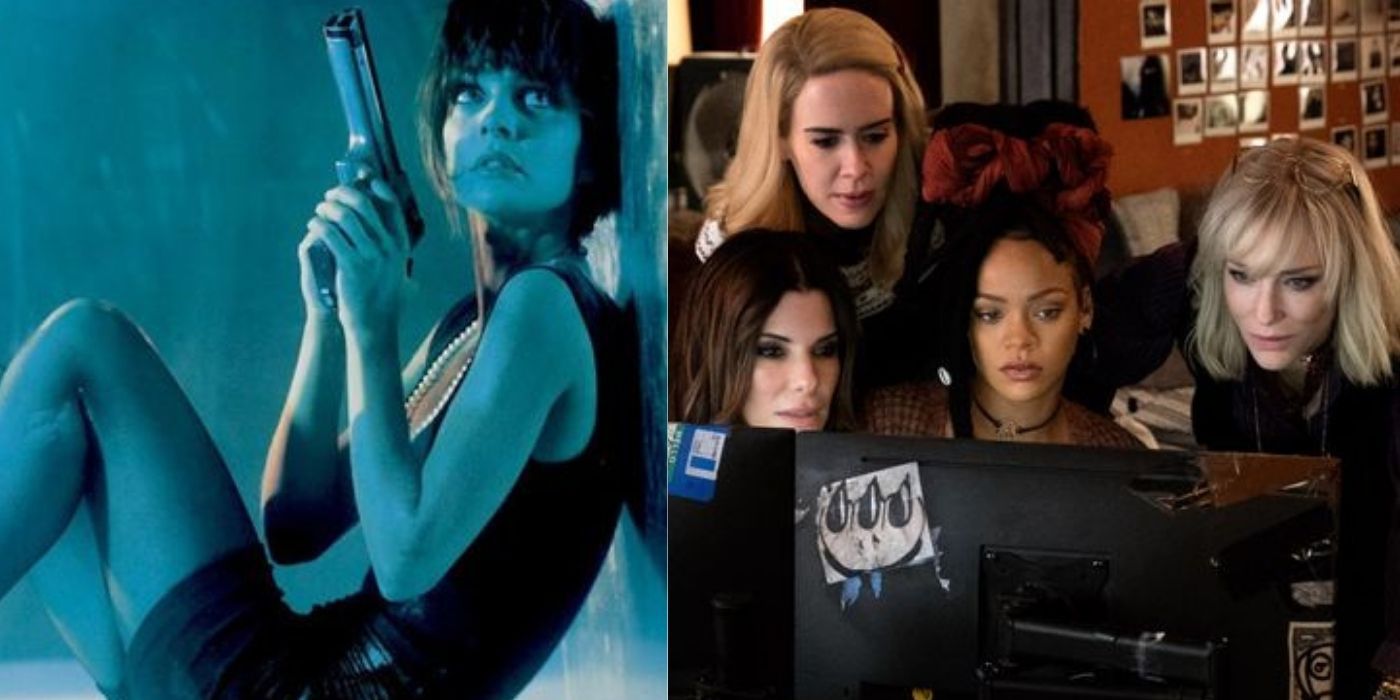 10 Movies Similar To The 355 split image of oceans 8 and la femme nikita