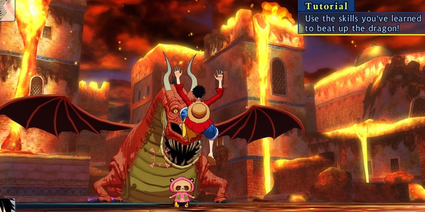 Luffy fights dragon in One Piece Unlimited World Red.