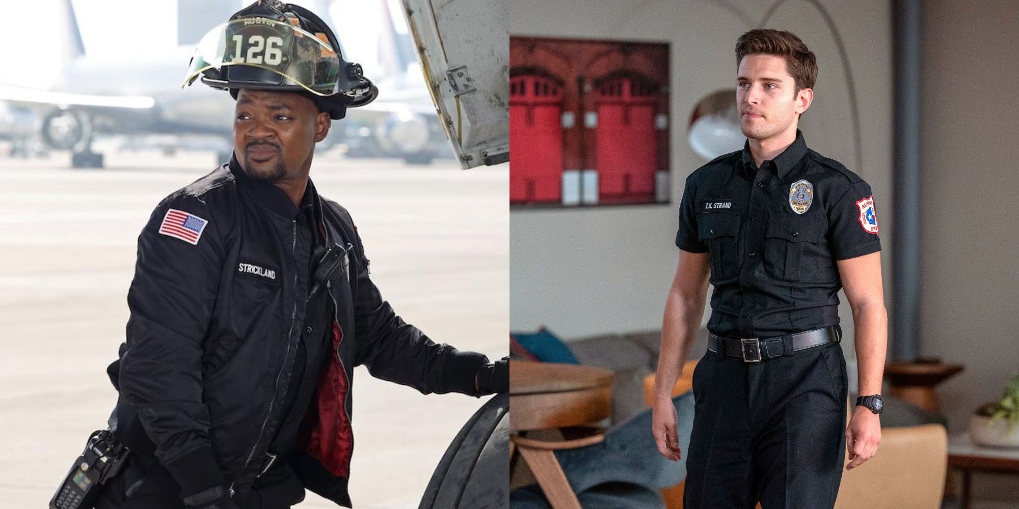 Split image showing Paul and TK in 9-1-1-Lone-Star