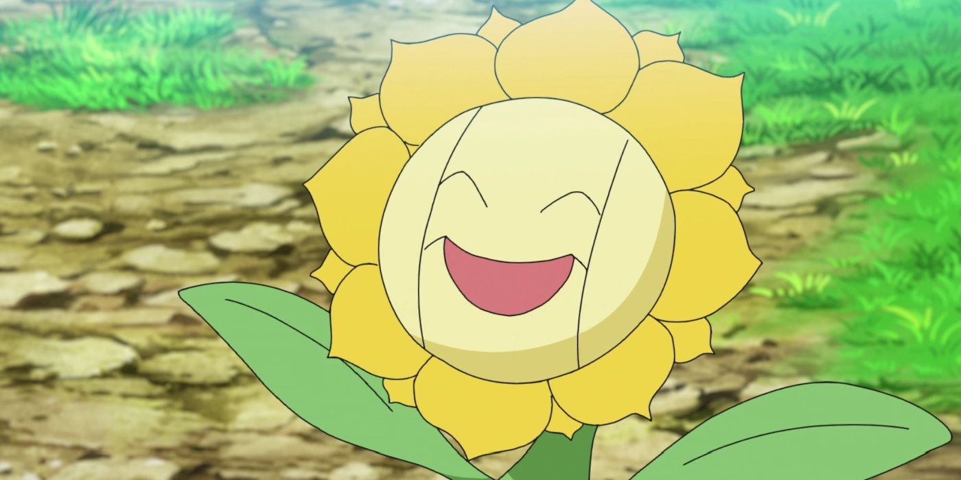 A Sunflora Pokémon smiling