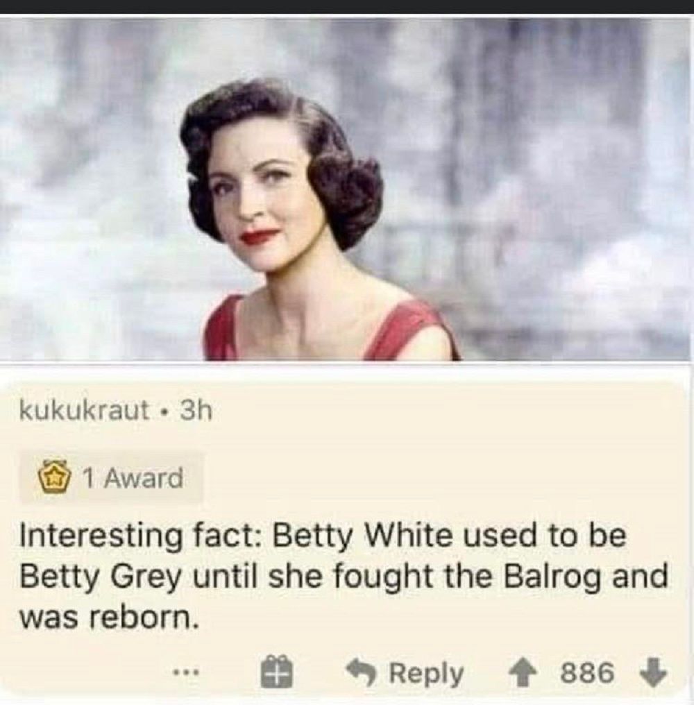 Betty White in a Lord of the Rings meme
