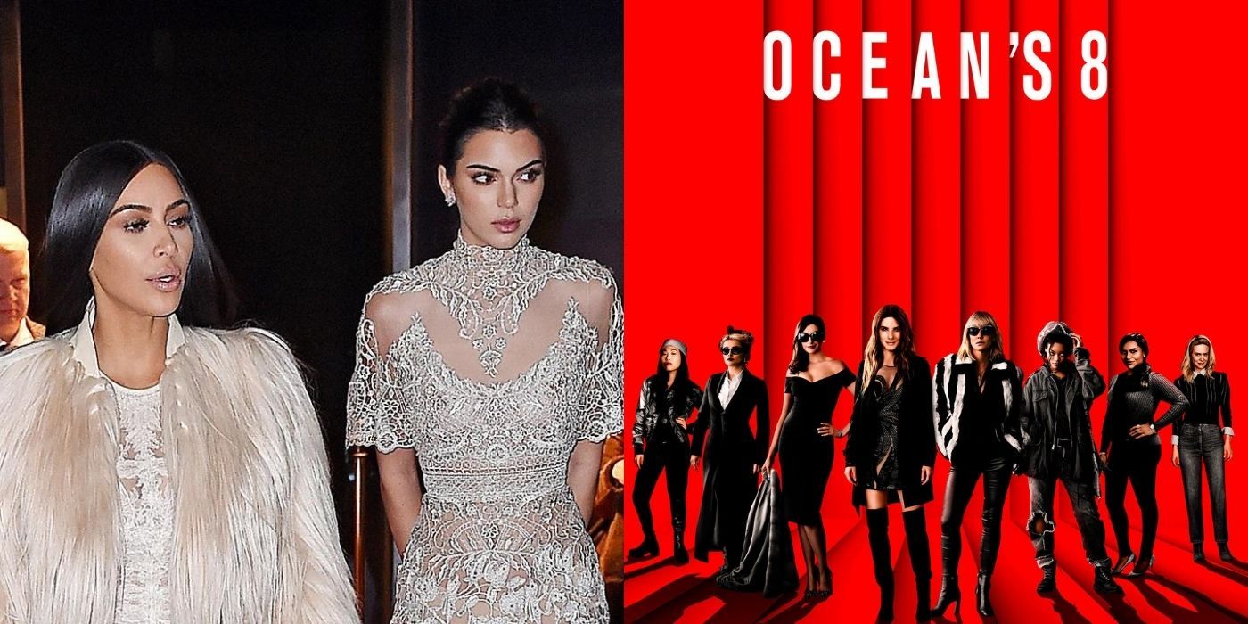 A split image of Kim Kardashian and Kendall Jenner in a still from Ocean's 8
