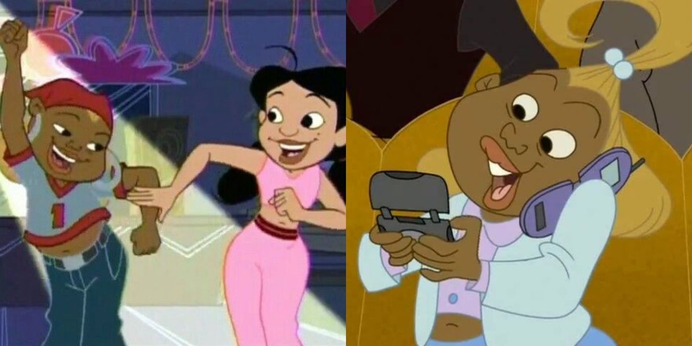 A split image of Penny and Dijonay dancing on The Proud Family