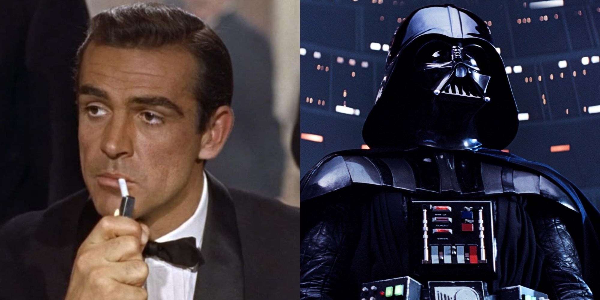 Split image of James Bond in Dr. No and Darth Vader in The Empire Strikes Back