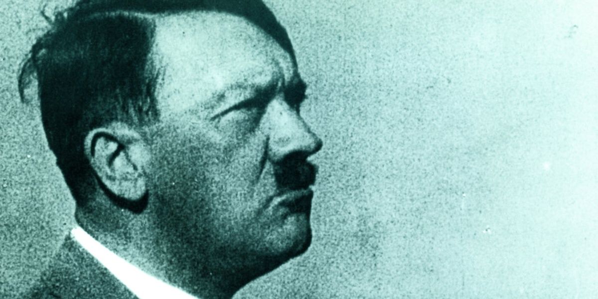 Adolf Hitler looking upwards in a still from Hitler A Career 
