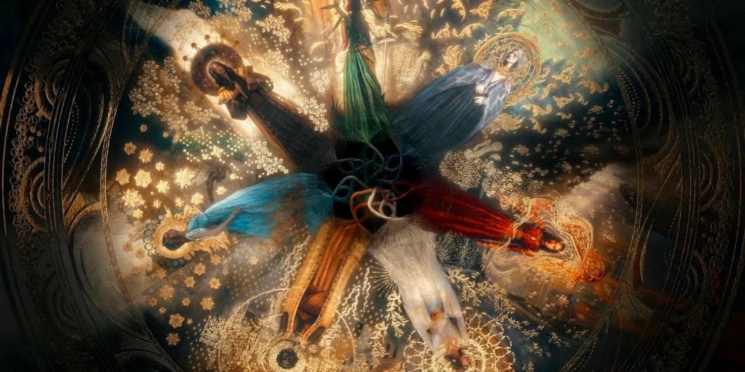 Aes Sedai of the seven ajahs being woven into the Great Tapestry in the opening credits of The Wheel of Time