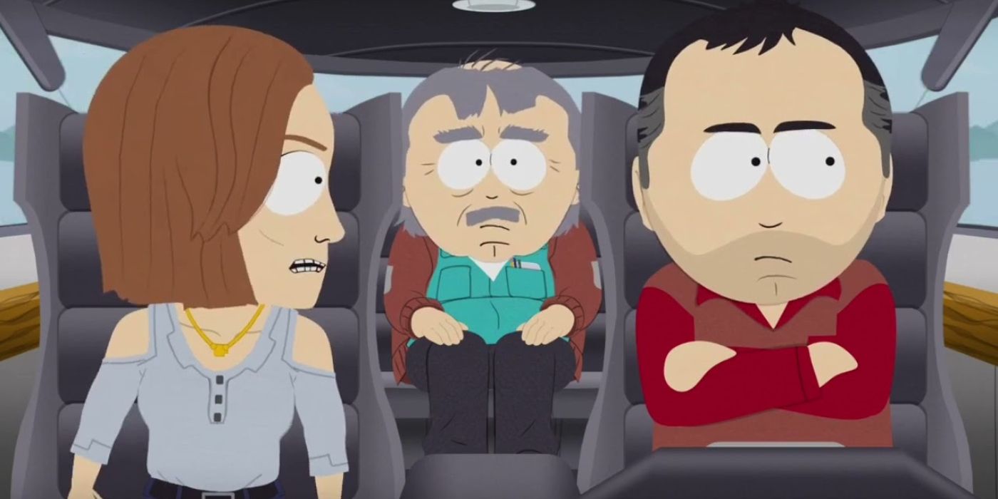 Alexa, Randy, and Stan in a car in South Park Post Covid.