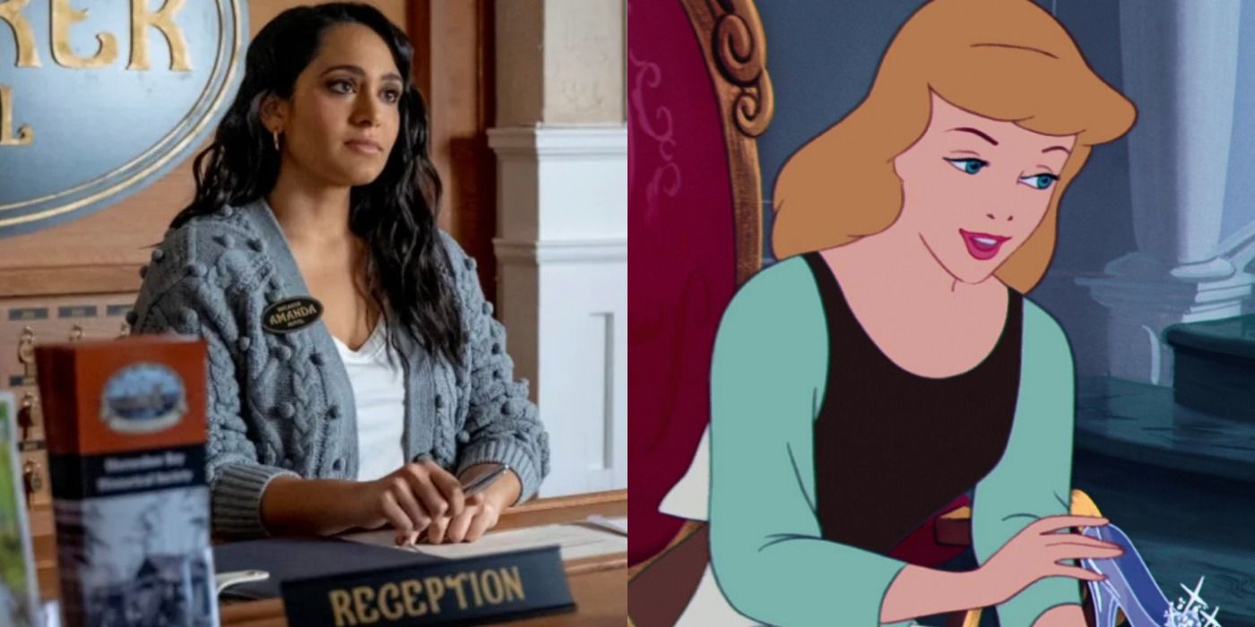 A split image features Amanda Bobbsey in Nancy Drew and Disney's Cinderella