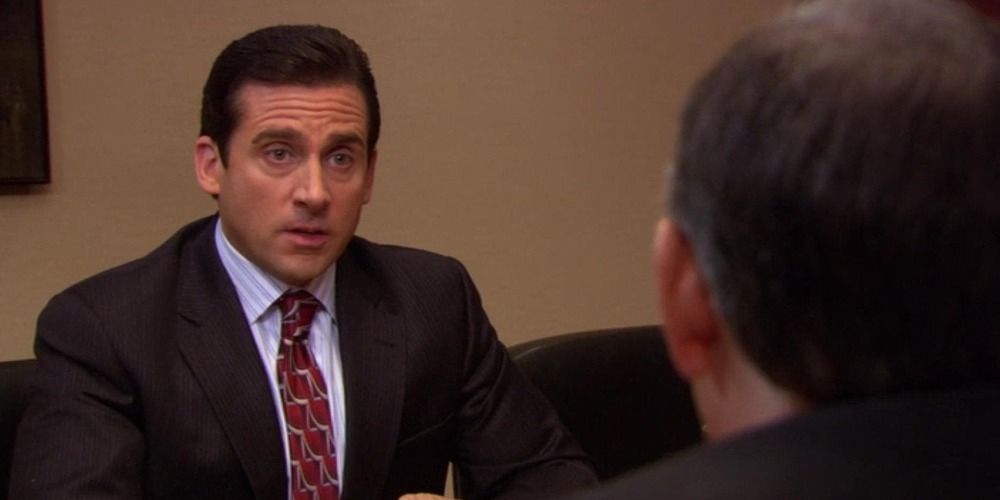 An image of Michael arguing with Jan lawyer in The Office