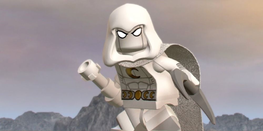 An image of Moon Knight in LEGO form in Marvel Superheroes