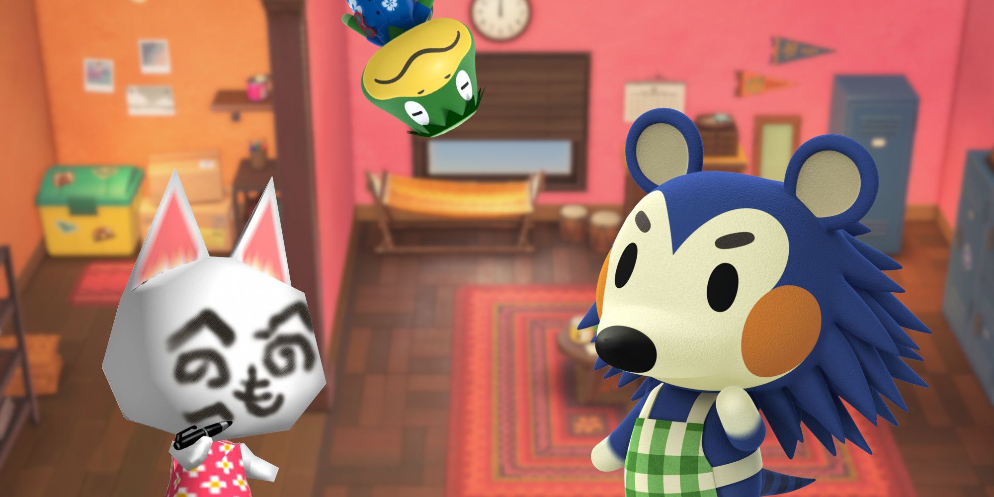 Two characters from Animal Crossing talking