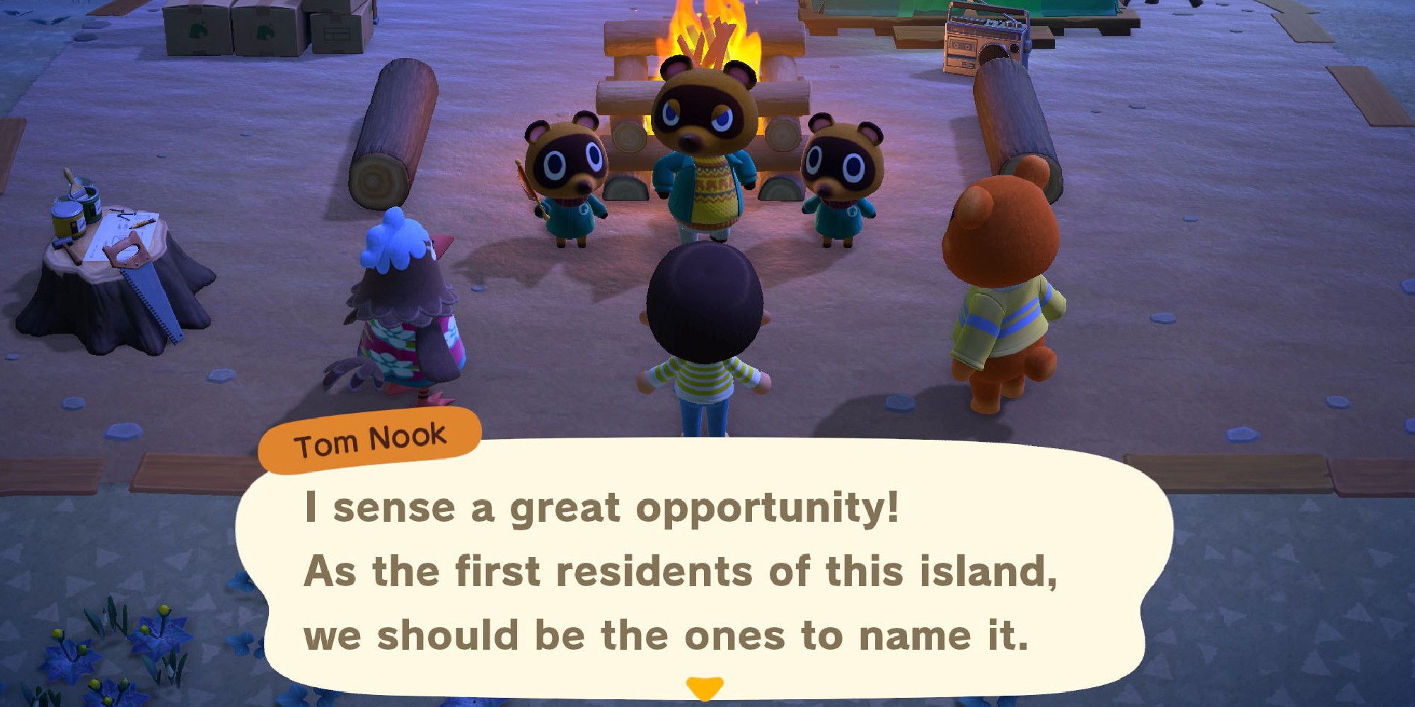 Tom Nook Asks the Player to Name the Island