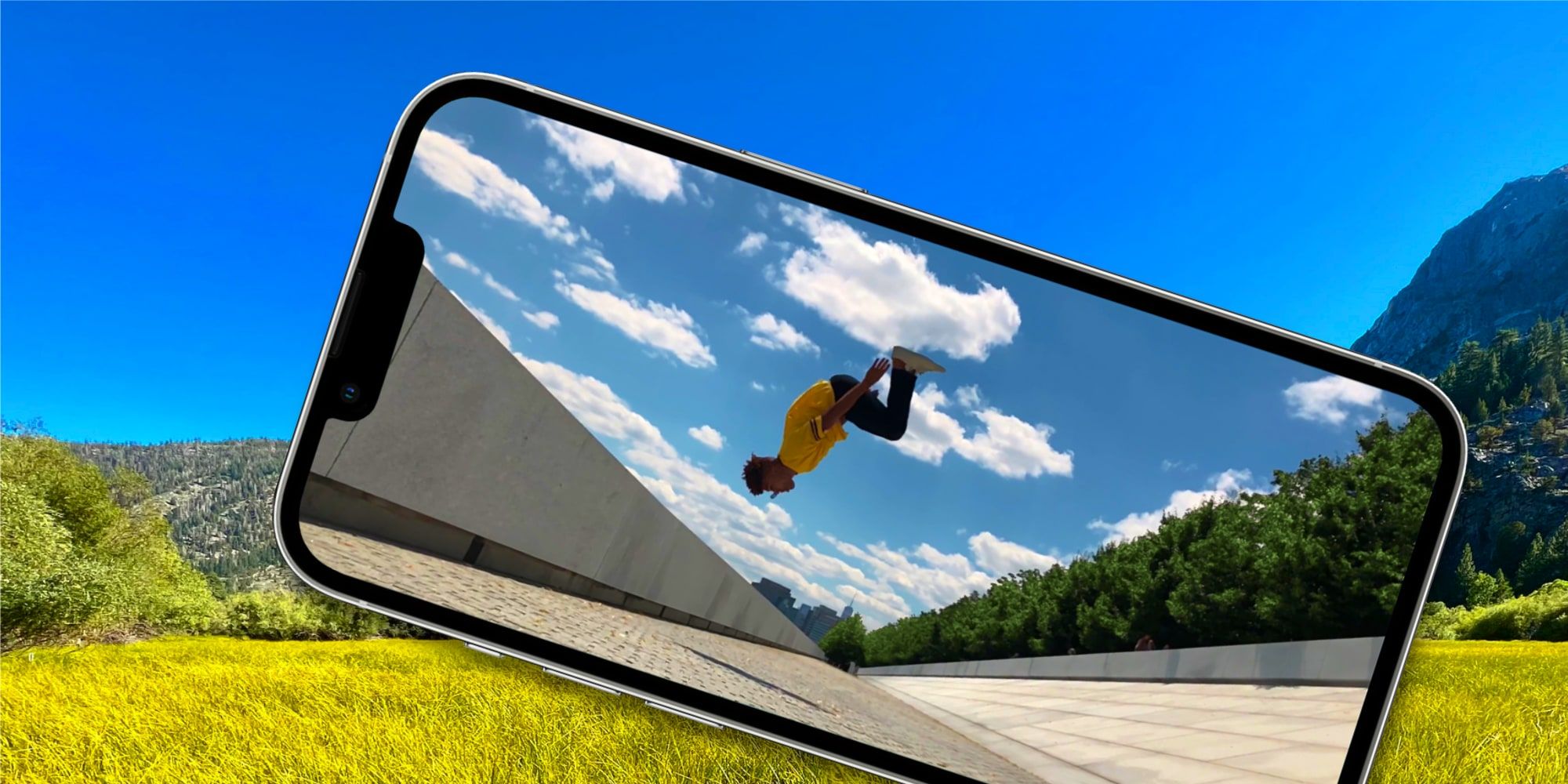 Apple iPhone 13 screen With Person Flipping Action Photo Video On Screen