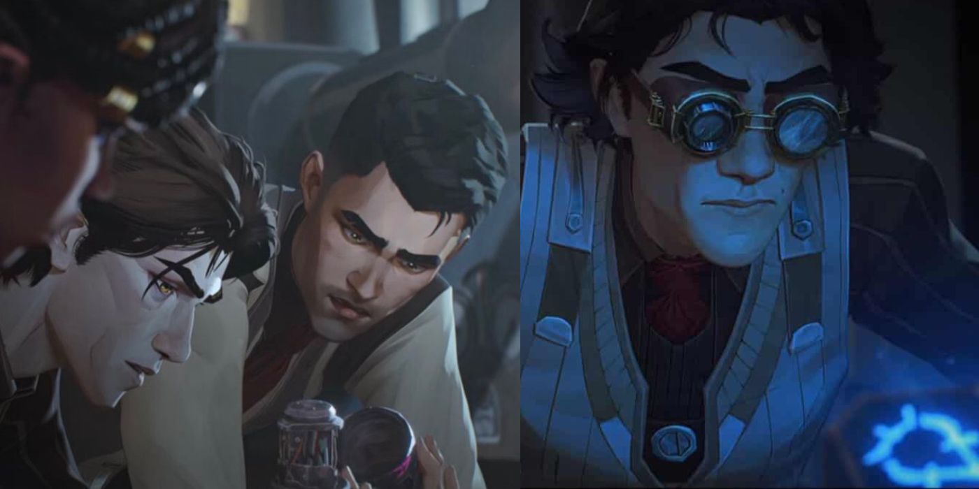 Collage of Viktor and Jayce and Hexcore inventions