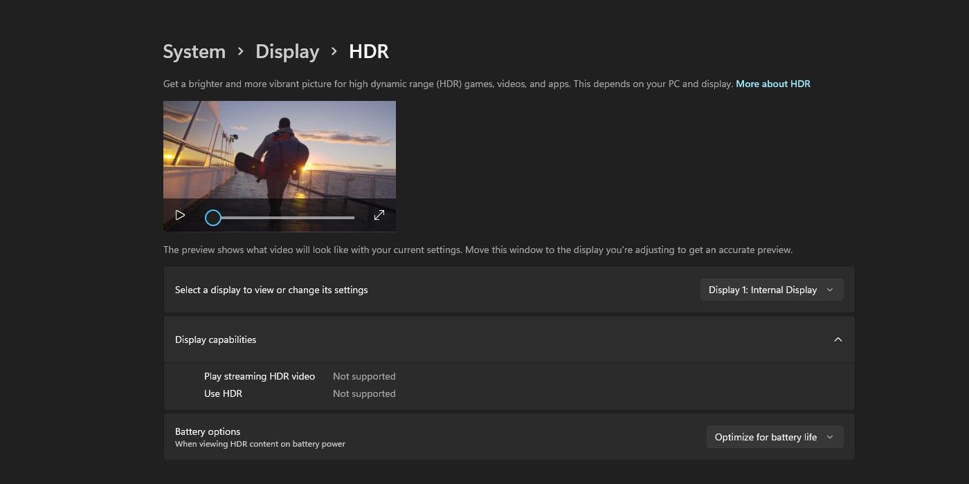 The Auto HDR switch is buried under system settings