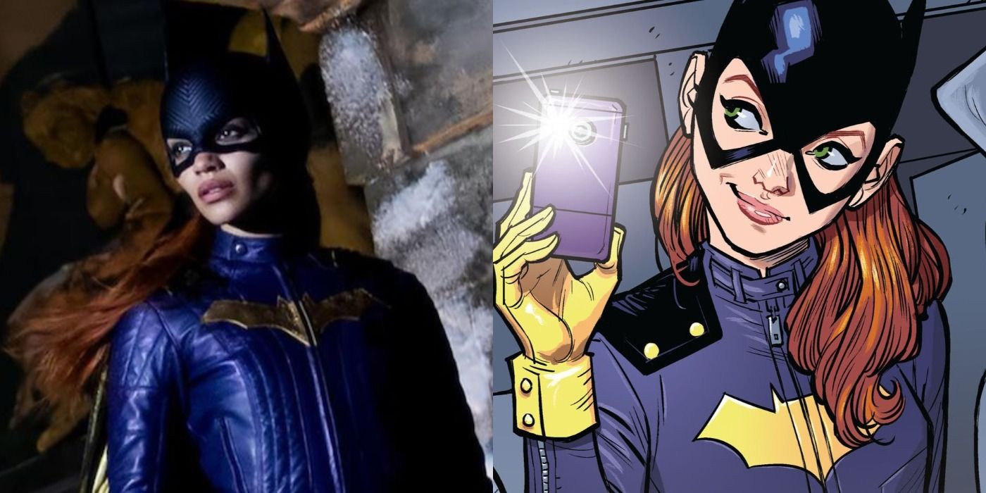 Two side by side images of Batgirl from the screen and comics.