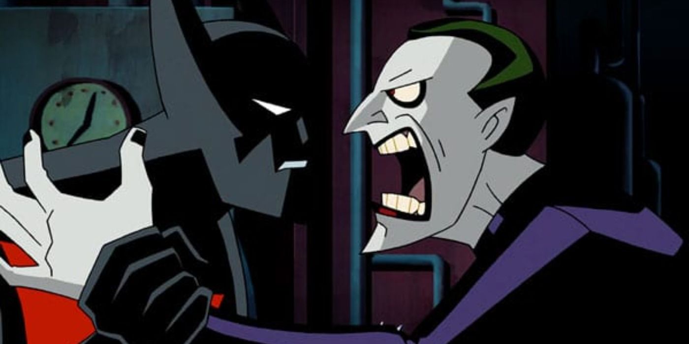 Terry McGinnis as Batman fighting an enraged Joker in Batman Beyond: Return Of The Joker (2000)