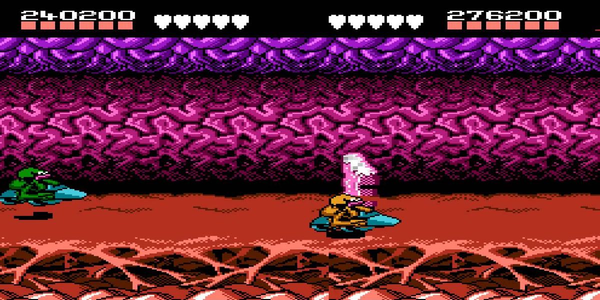 A screenshot of the NES video game Battletoads.