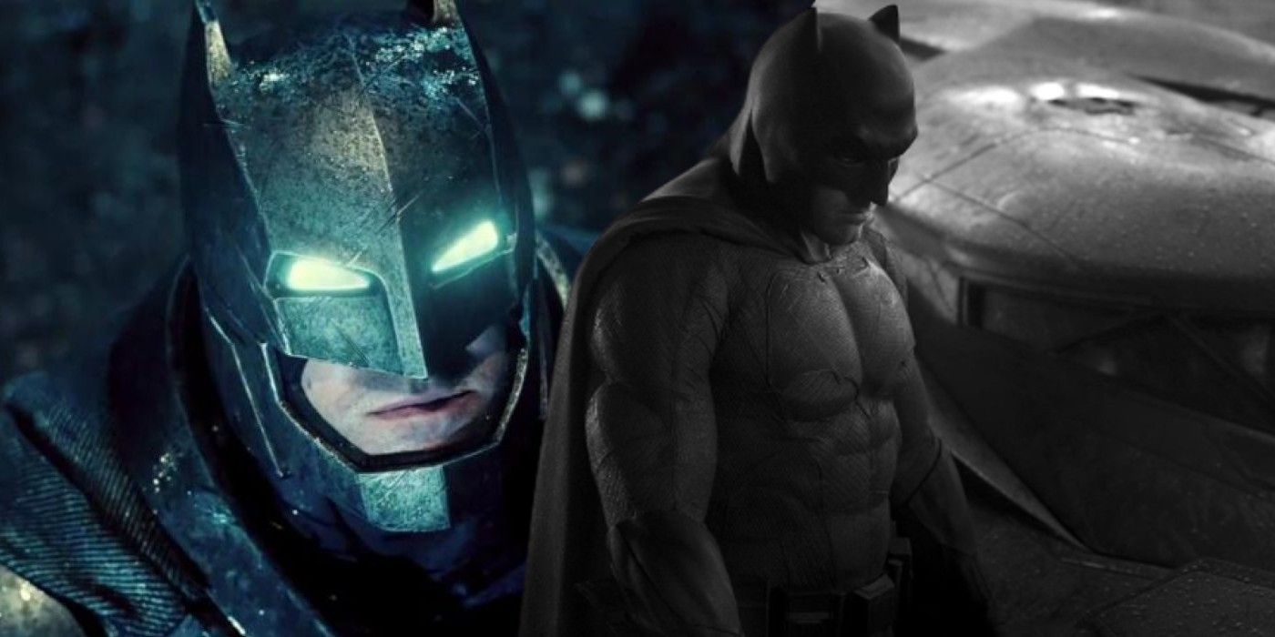 Ben Affleck Batman in Dawn of Justice and Justice League promotional art