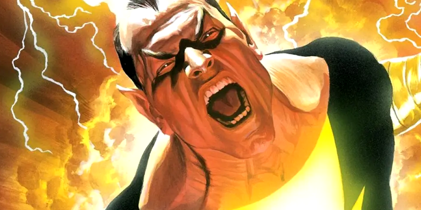 Black Adam usa seus poderes na DC Comics.