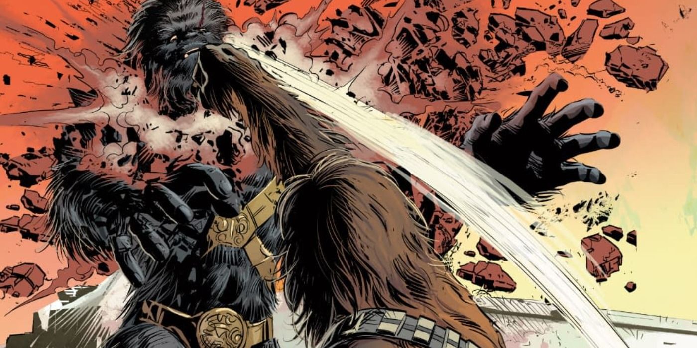 Black Krrsantan fights Chewbacca in Marvel Comics.