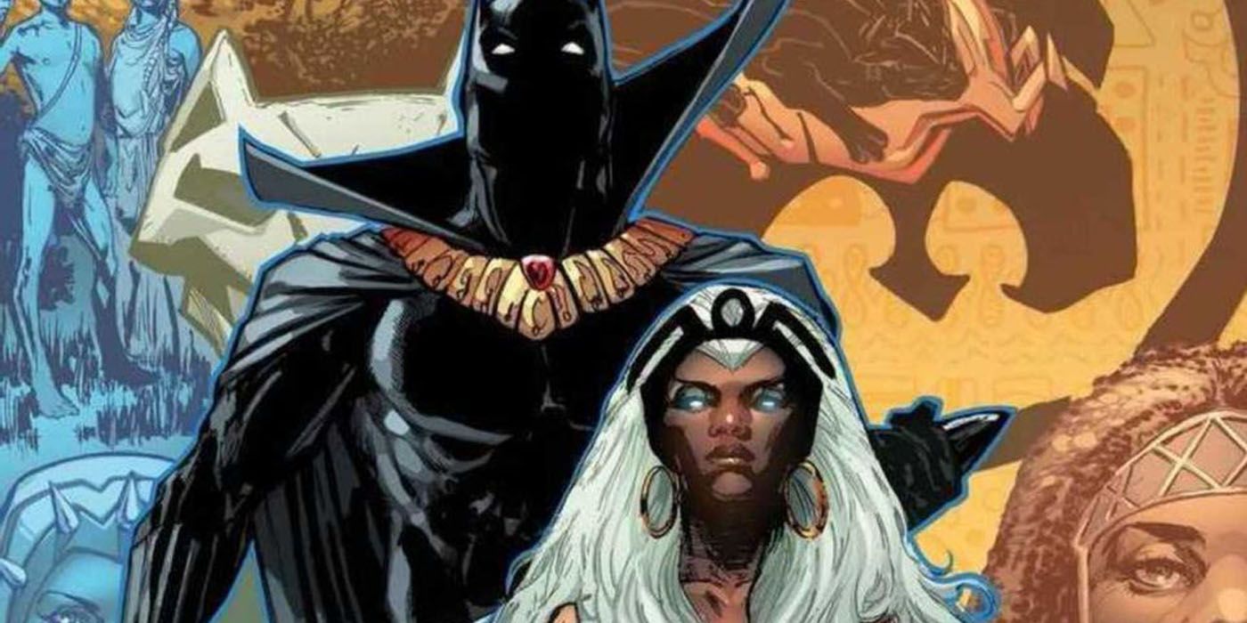 Black Panther standing behind Storm.