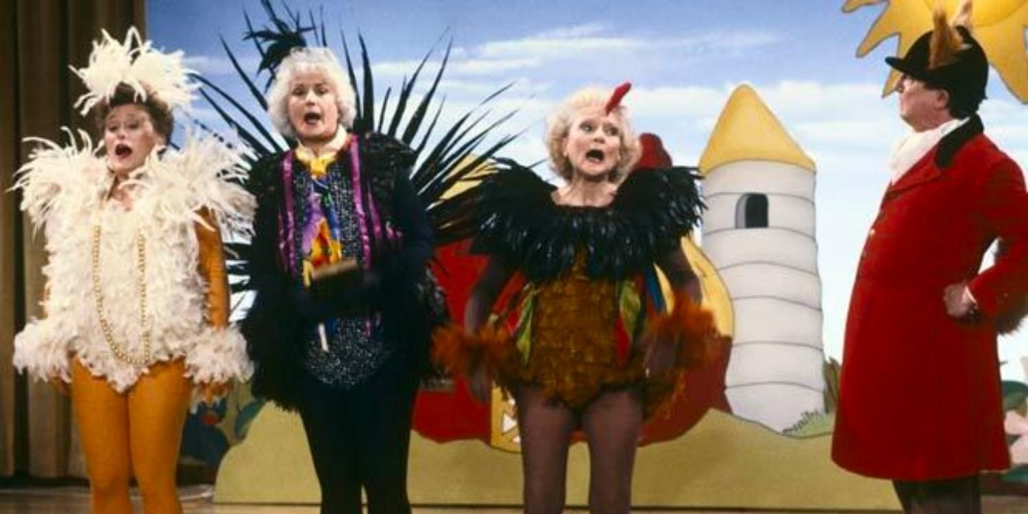 Blanche, Dorothy, and Rose star in Chicken Little in The Golden Girls