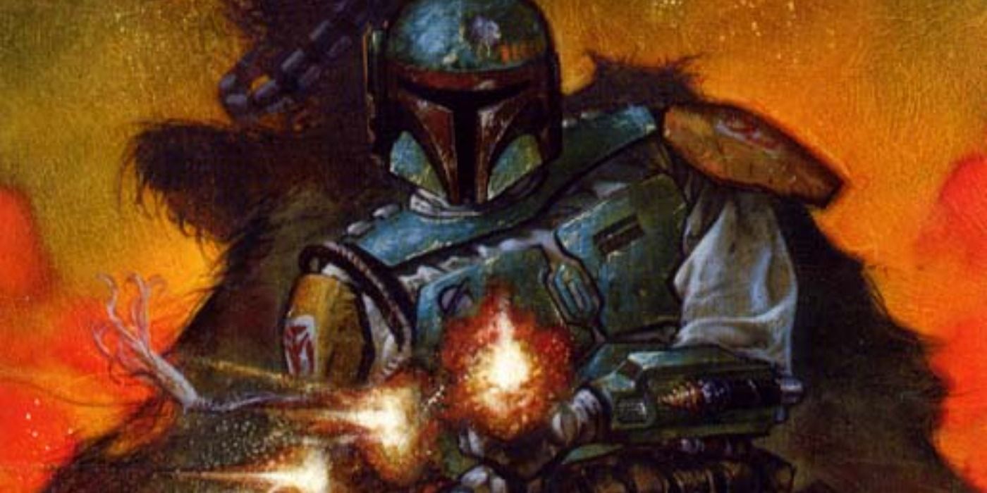 Boba Fett firing his blaster on the cover of Star Wars: Dark Empire II