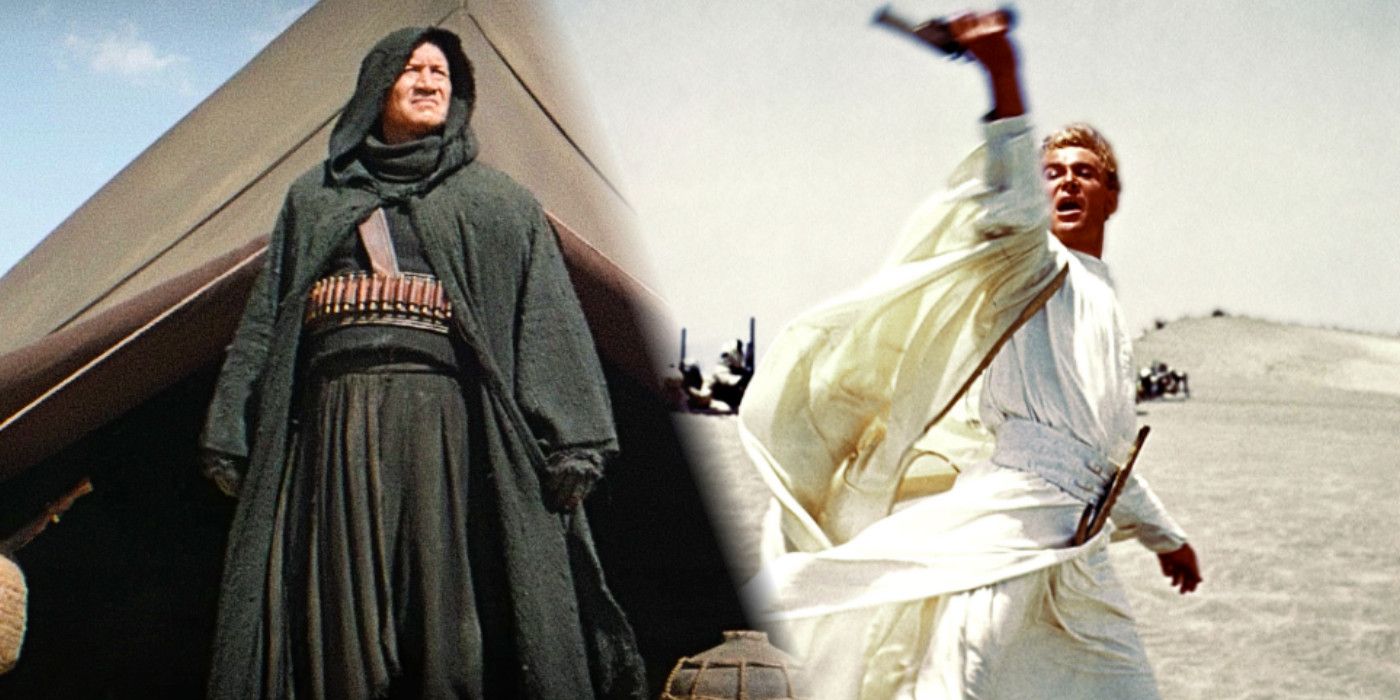 Boba Fett in Tusken Raider robes alongside Lawrence of Arabia