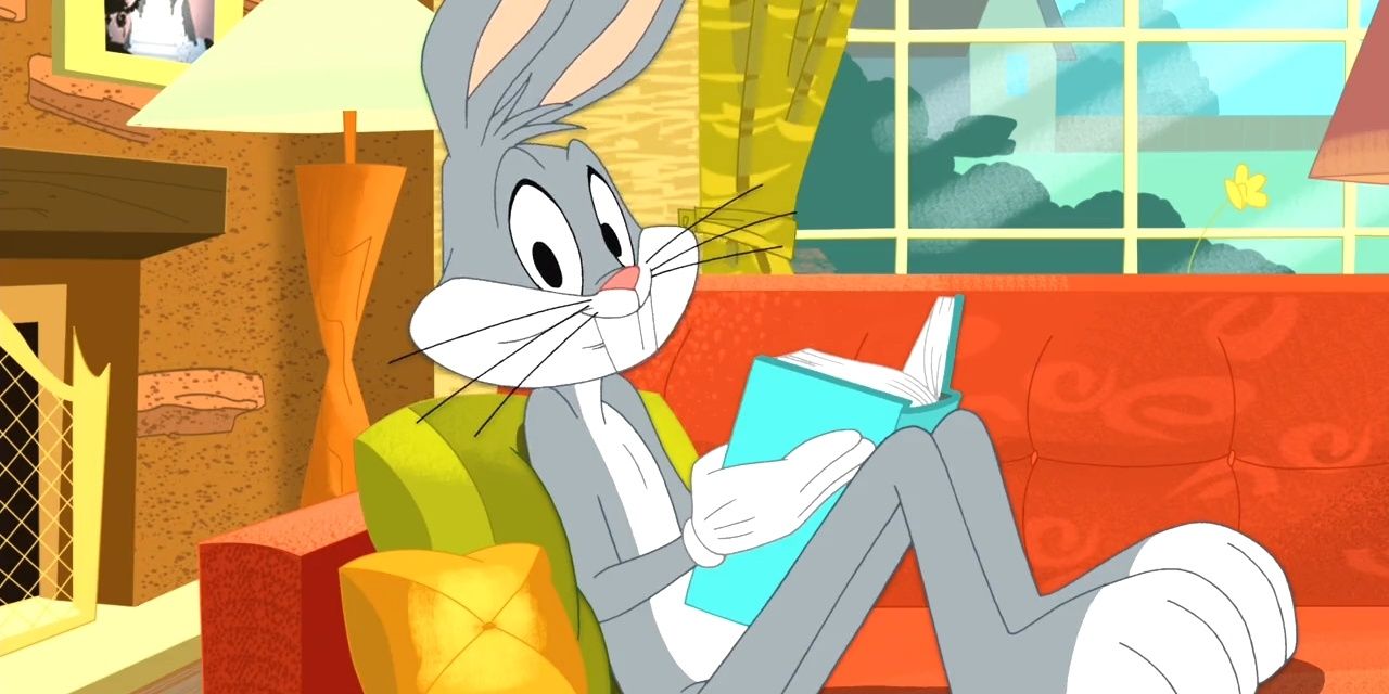 Bugs Bunny reads a book in The Looney Tunes Show