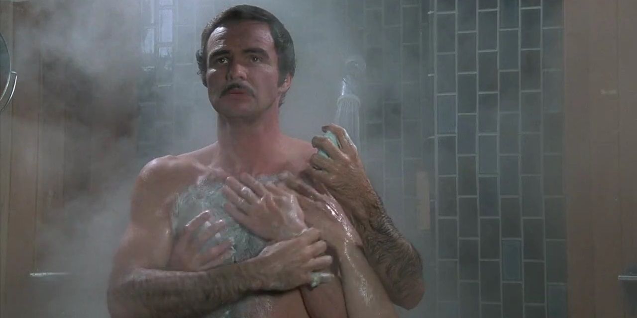 Burt Reynolds as himself in the shower in Silent Movie