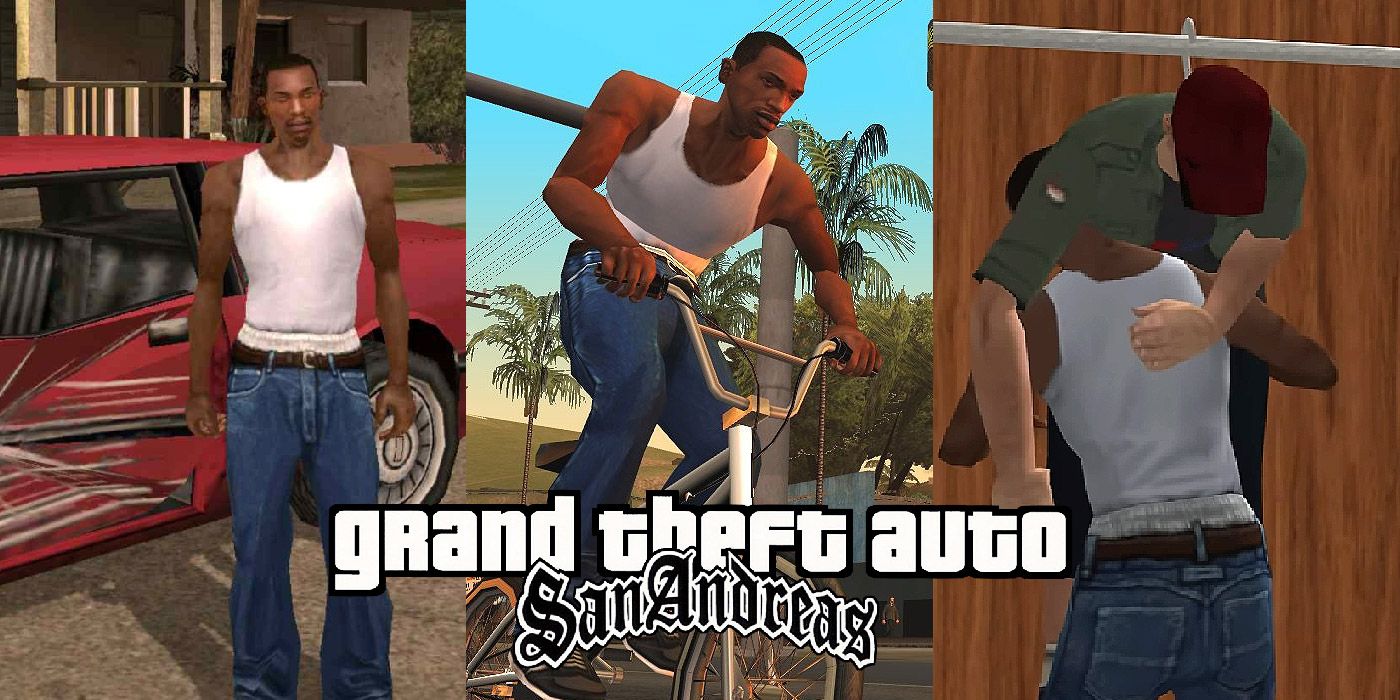 Imagem dividida de CJ de Grand Theft Auto: San Andreas